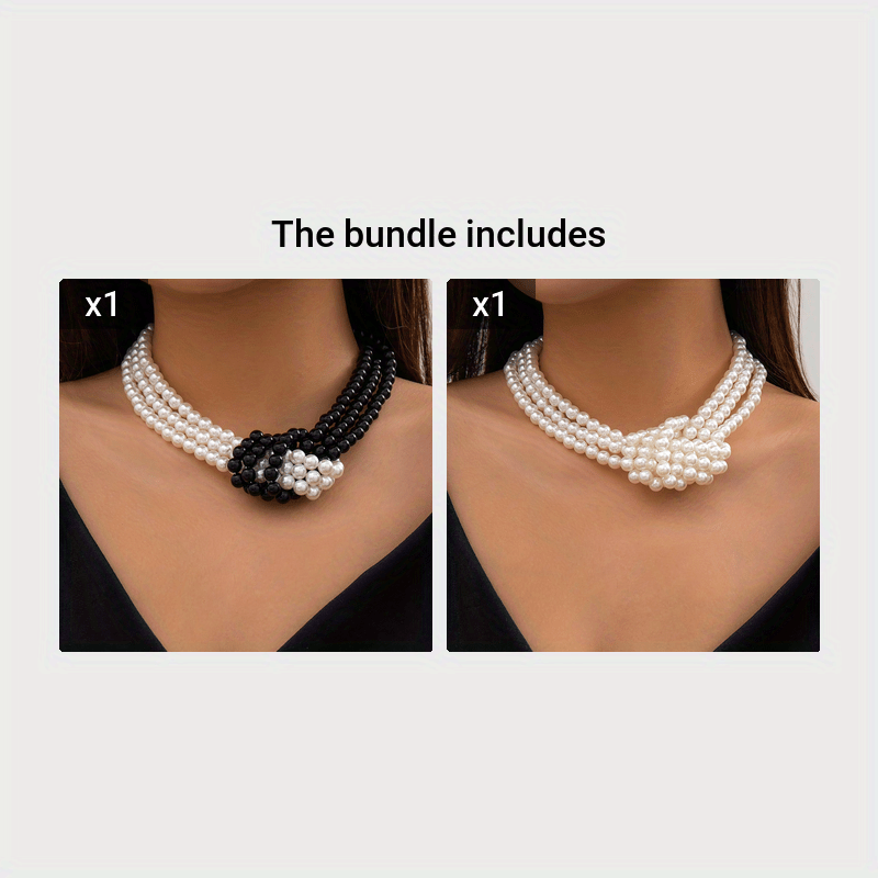 Women's Vintage French Layered choker Necklace with Imitation Imitation Pearl - Multi-Layer Minimalist Beaded Collar Chain for Daily Wear & Parties, Year-Round Elegant Gift Suitable for Weddings, Proms, Special Events