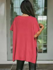 Targeted Development Women'S Solid Color Slit Loose Pullover Sweater — view 3