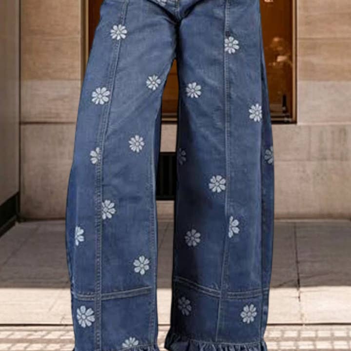 The Meadow Hours | Daisy Print Ruffle Hem Wide-Leg Pants — view 1 of 4