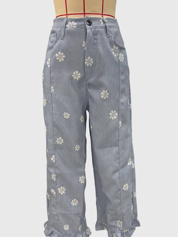 The Meadow Hours | Daisy Print Ruffle Hem Wide-Leg Pants — view 2 of 4