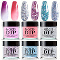 Color Changing Dip Powder Nail Kit Starter Fall Winter Glitter Pink Blue Purple Orange Mood Temperature Change Dipping Powder Liquid Set with Base Top Coat Activator for Home Manicure Gift