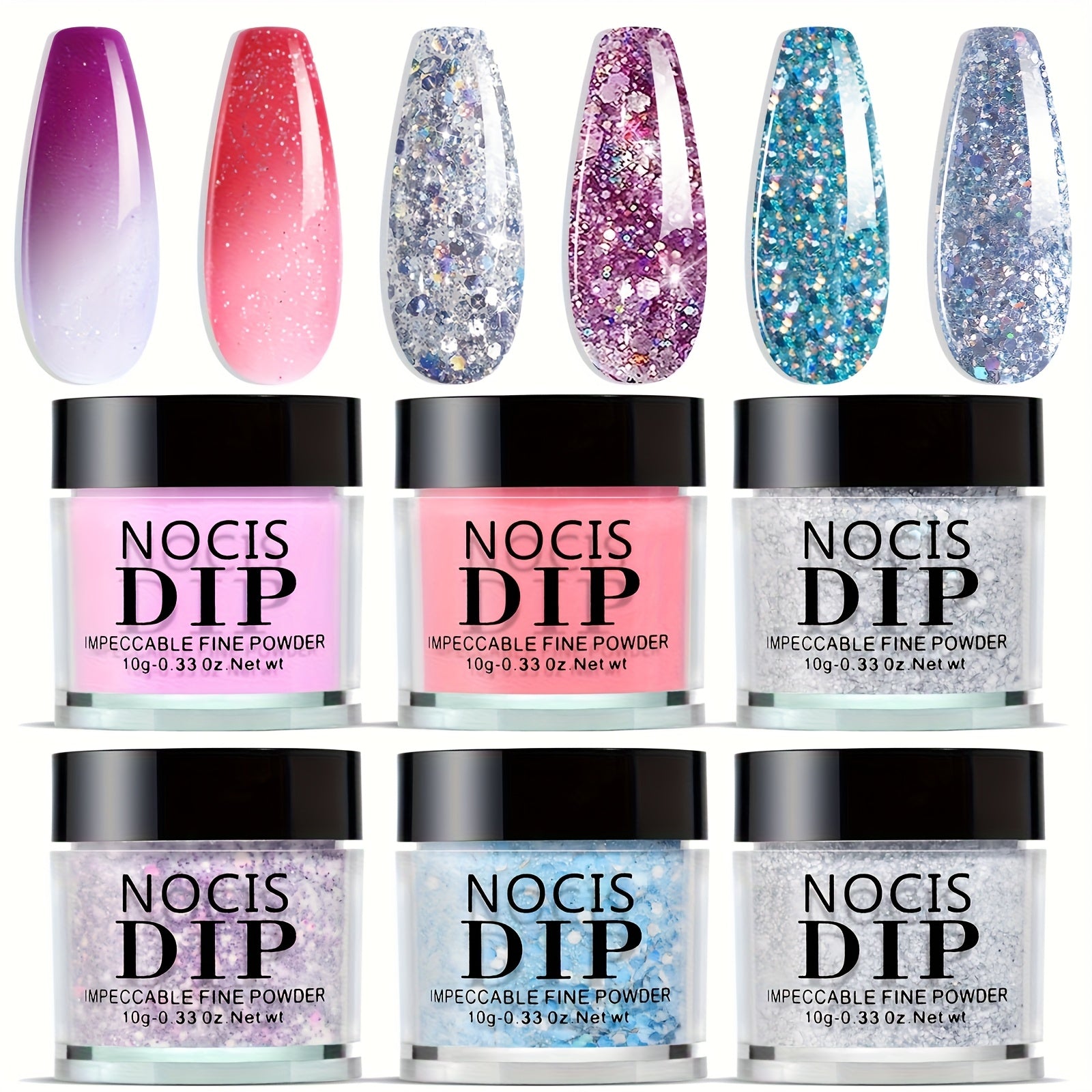 Color Changing Dip Powder Nail Kit Starter Fall Winter Glitter Pink Blue Purple Orange Mood Temperature Change Dipping Powder Liquid Set with Base Top Coat Activator for Home Manicure Gift