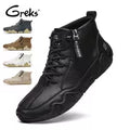 GREKS Side Zipper Lace Up Mid Top Casual Boots for Men Comfortable Anti-Slip Walking Footwear — view 1