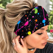 2D Flat, Neon Splash Graffiti Headband - Non-Slip Wide Sweat-Absorbing Hair Suitable for Yoga, Gym, Running — view 1