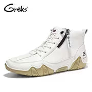 GREKS Side Zipper Lace Up Mid Top Casual Boots for Men Comfortable Anti-Slip Walking Footwear — view 13