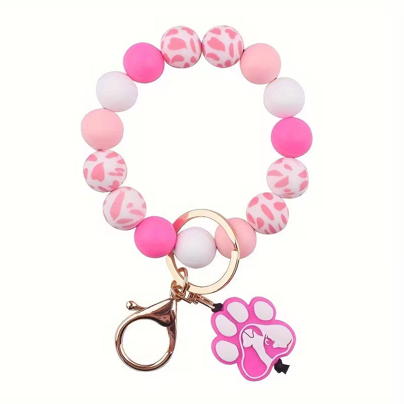 New Silicone Beaded Keychain Accessory, Creative DIY Cartoon Dog Paw Charm Bracelet, Key Ring, Women's Bag — view 16