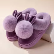 New Autumn/Winter Single-Ball Rabbit Ear Design Warm Slippers for Men And Women - Couple'S Home Shoes with Thick — view 4