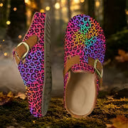 For Outdoor Balcony Living Room Daily Casual Universal Vintage Style Mules Casual Shoes Purple Colorful Leopard — view 7
