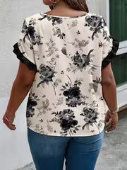 Ruffle Hem Shirt - Women's Large Size - Short Sleeve — view 5