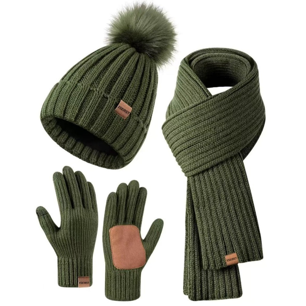 Winter Beanie Hat Scarf Gloves Set for Women