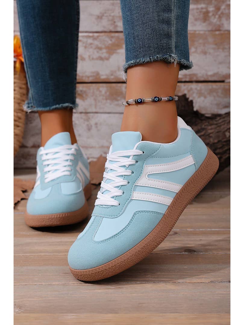 Faux Suede Pu Leather Color Block Patchwork Lace-Up Shoes