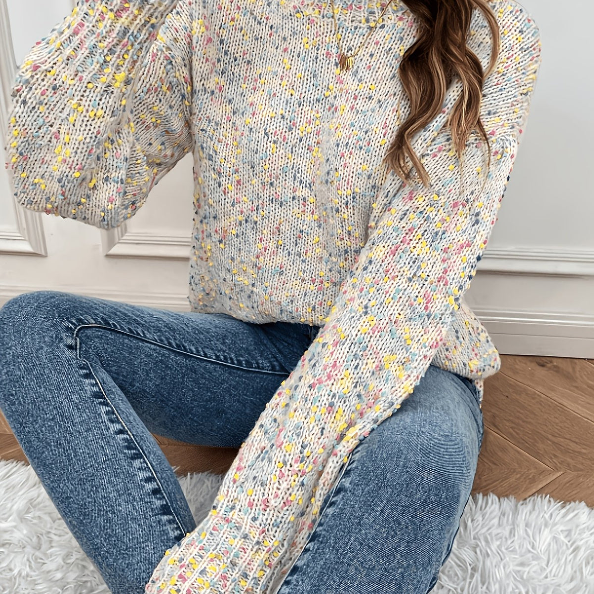 Women's Warm Winter Sweater Color-Block Pullover Sweater