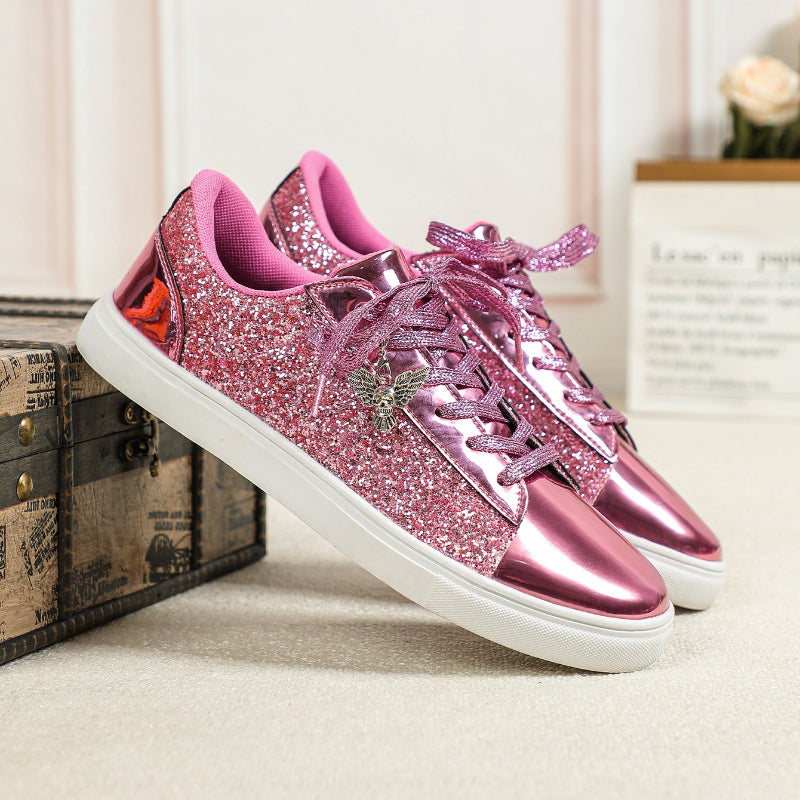 [Sneakers] Ladies Elegant Romantic Party Fashion Flash Splicing Trend Joker Angel Wings And Skull Detachable Pendants, Comfortable Joker Design Suitable for Holiday Party Performances, Photo Dating, European And American Style Skateboarding Shoes