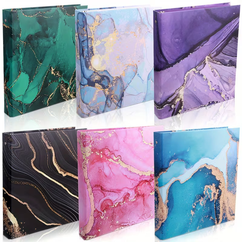 The Paper Trail | 6pc Marble Hardcover 3-Ring Binders, 10.5 x 12 Inch for Letter & Loose-Leaf