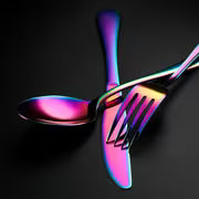 60pcs Outdoor Stainless Steel Rainbow Cutlery Set, Portable And Durable, 12 Serving Knives, Forks And Spoons — view 10