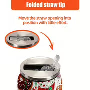 Gingerbread Man And Candy Cane, Christmas-Themed, 16.91oz Cup with Lid - Made of 304 Stainless Steel, Reusable — view 9