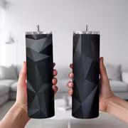 1pc 20Oz Dark Geometric Polygon Pattern Stainless Steel Insulated Tumbler Coffee Office Travel Mug with Lid Cup — view 2