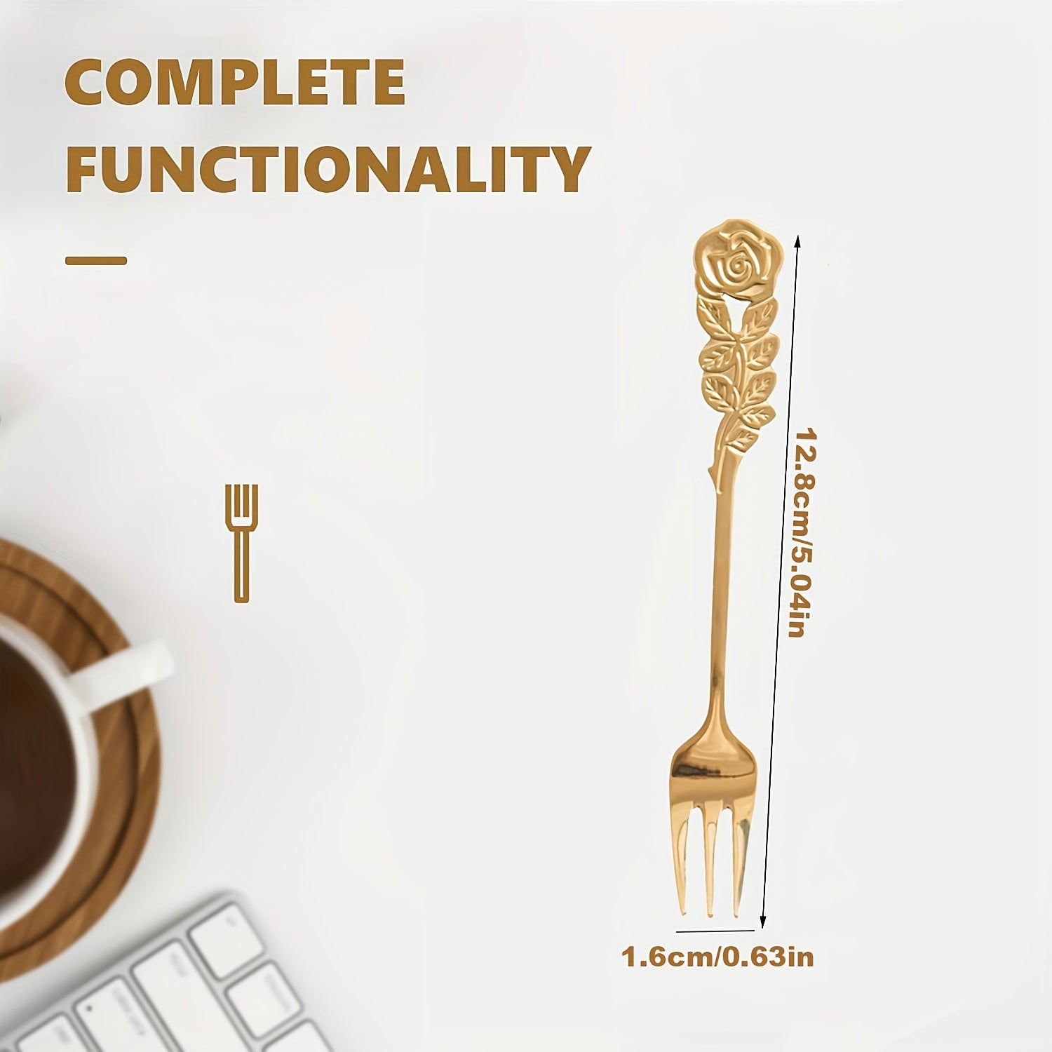 A Set of 6 Exquisite Rose-Shaped Dessert Forks, Made of High-Quality Stainless Steel, Elegant Flower-Shaped Cake Forks, Cute Utensils Suitable for Home Kitchens, Cafes, And Tea Parties