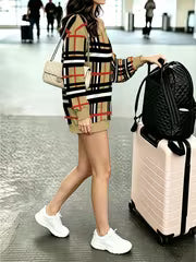 New European and American Fashion Hot Style Off-Shoulder Long Sleeve Sweatshirt, Autumn/Winter Classic Plaid — view 1