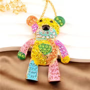 Cute Cartoon Colorful Heart Bear Alloy Necklace Inlaid with Glass, Suitable for Daily Gifting, Weddings — view 6