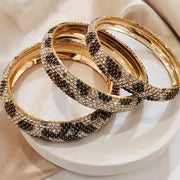 3pcs Women's Bracelet Set, Fashion High-end Metal Inlaid Rhinestone Large and Small Bracelets Suitable for Daily — view 3