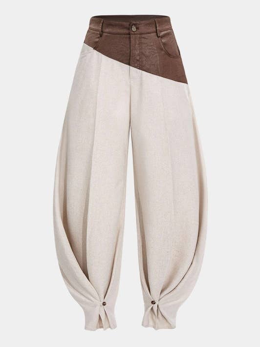 Faux Leather Patchwork Trousers