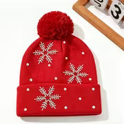 2pcs/1pc Unisex Fall Winter Snowflake Rhinestone Beanie - Fuzzy Pom Beanie, Warm Cold Weather Skull Cap for Men — view 9