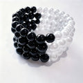 4pcs Fashion Simple Black and White Beaded Elastic Bracelets for Women's Daily Wear