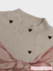 [Lightweight Sweater] Fashion Women'S Long Sleeve Pullover, Round Neck Design, Bow Heart Print, Lantern Long — view 6