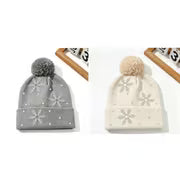 2pcs/1pc Unisex Fall Winter Snowflake Rhinestone Beanie - Fuzzy Pom Beanie, Warm Cold Weather Skull Cap for Men — view 21