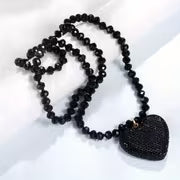 Retro Bohemian Sparkling Heart Pendant Necklace with Rhinestone Decoration Perfect Valentine'S Day Gift for — view 7