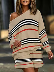 Printed Design – Not Textured New European and American Fashion Hot Girl Style Off-Shoulder Long Sleeve — view 3