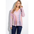 Tie Dye Print Open Knit Hoodie Long Sleeve Sweater