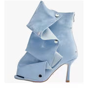 Women'S Faux Knee-High Stiletto Party Boots With, Detachable Fold-Over Cuff, Stud Details, And Back Zipper — view 20
