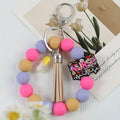 NURSE Day Pink Beaded Keychain with Tassel Charm