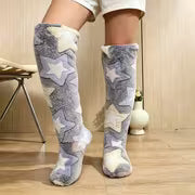 Women'S Over-The-Knee Plush Home Warm Boots, Random Star Print Long Floor Slippers, Floor Socks, Soft Sole — view 6