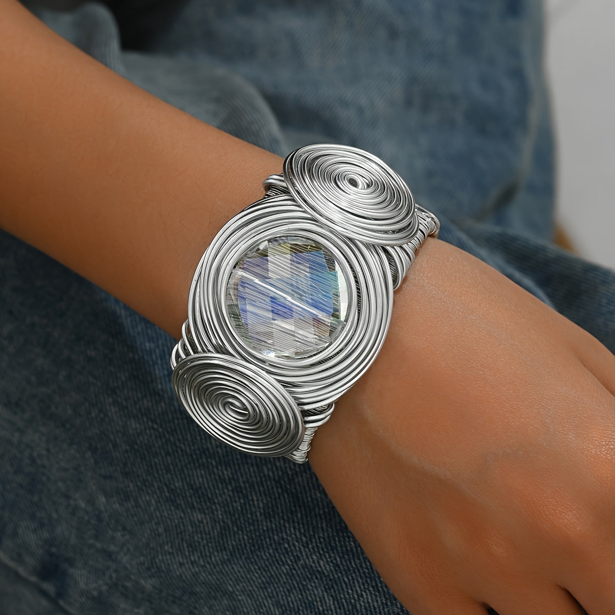 Exquisitely Crafted Bohemian Handmade Open Bangle Bracelet