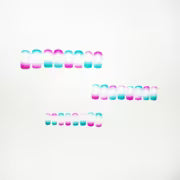 24pcs Convenient Nail Art Pink Green Contrast Vertical Brush Gradient Contrast Creative Short Square Energetic — view 4