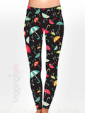 April Showers - Umbrellas Wide Band Printed Leggings