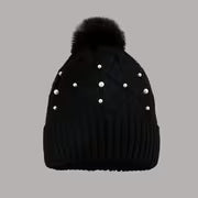 Women'S Plush Hat with Pearl Additions — view 5