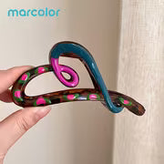 Marcolor 2pcs Contrast Heart Shark Clip Large Size Hair Claw Clip Spoon Long Hair Updo Lazy Style Hair Clip — view 4