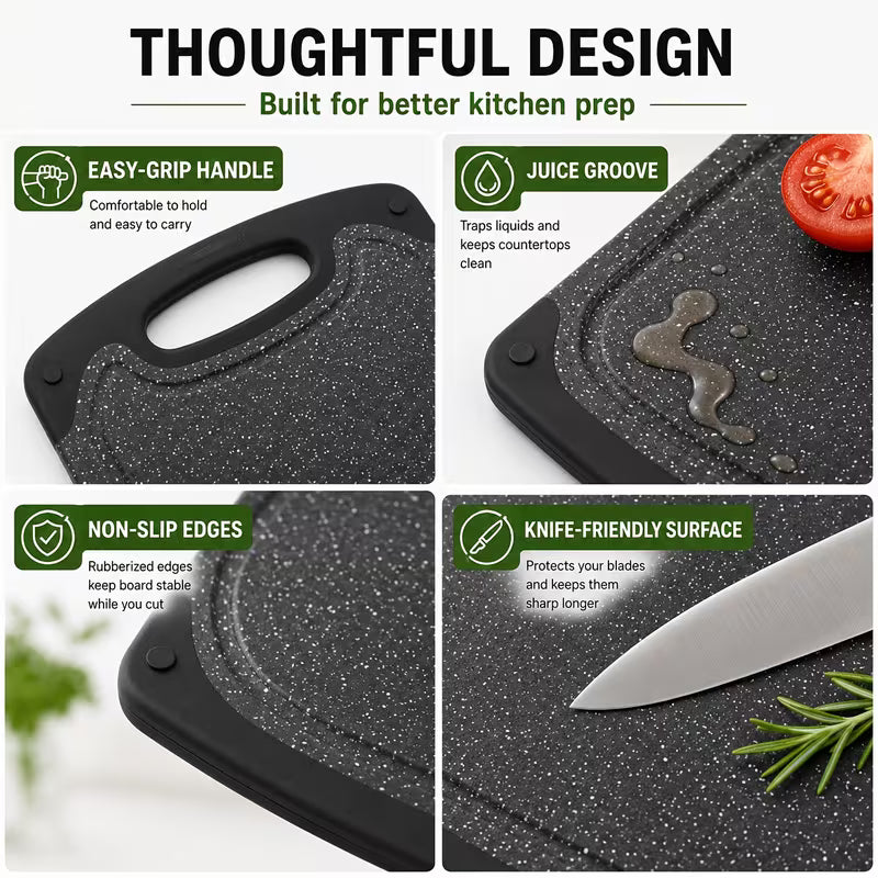 3pcs Cutting Board, Non-Slip Kitchen Chopping Boards with Juice Groove-Friendly, & Easy, Durable Boards for — view 11