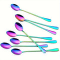 8pcs Rainbow Stainless Steel Dessert Spoon Set - Durable, Polished & Dishwasher Safe - Ideal for Coffee, Iced Tea & Cocktails - Perfect for Home, Kitchen, or Party Use - For Everyday Dining & Entertaining - Great Gift for Housewarming & Special Occasions