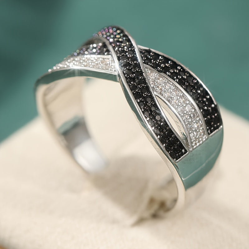 Minimalist Silvery Color Crossed Wedding Bands Rings Women Easy Stylish Finger-Rings Temperament Versatile Jewelry Eternity Ring