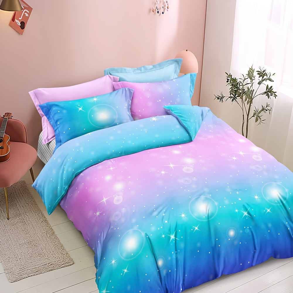 3pcs Colorful Rainbow Bedding Color Gradient Y2K Guest Room Duvet Cover Set (1pc* Duvet Cover + 2pcs Pillowcase, No Pillow Core)