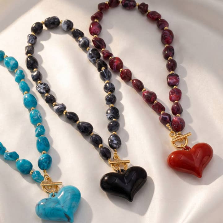Heart Pendant Beaded Necklace — view 3