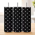 1pc 20Oz Black And White Polka Dot Pattern Stainless Steel Insulated Tumbler Coffee Office Travel Mug with Lid — view 1