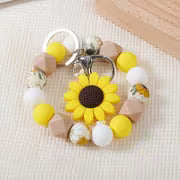 Charming Sunflower Beaded Keychain with Small Floral Pattern, Sunflower Pendant for Bags and Backpacks, Perfect — view 5