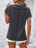 Women's Vintage-Inspired Twist Stripe Tee - Short Sleeve, Crew Neck, Relaxed Fit, Ribbed Texture