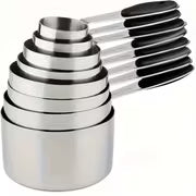 Fastest delivery: 5 BUSINESS DAYSBlack and Colorful 8pcs Stainless Steel Measuring Cup Set, Includes 8 Stackable — view 1